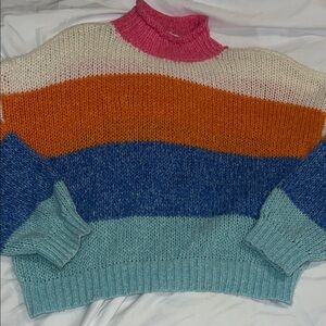 SHEIN Multicolor Striped Turtleneck Sweater